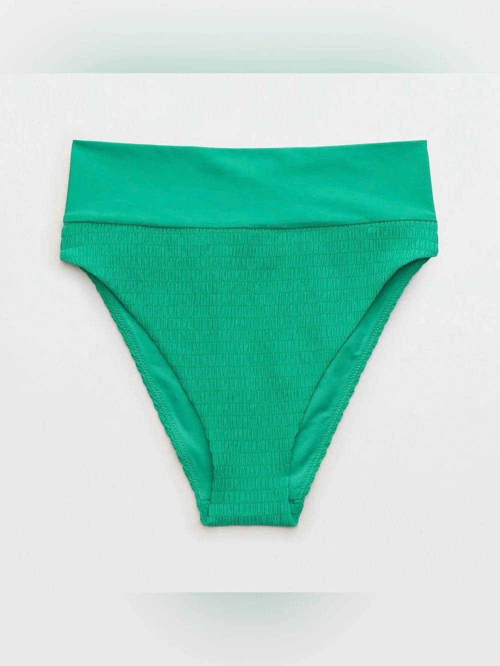 NWT Aerie Smocked High Cut Cheeky Bikini Bottom Leaf Green M